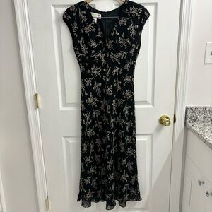 Vintage Whimsigoth Floral Babydoll Maxi Dress Size 8 Dark Romantic